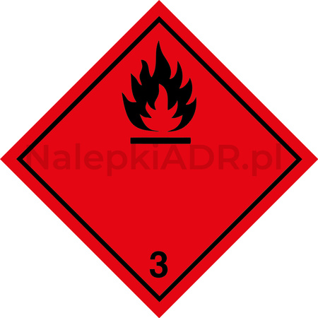 Nalepka ADR nr 3 - klasa 3 Materiały ciekłe zapalne - 30x30cm